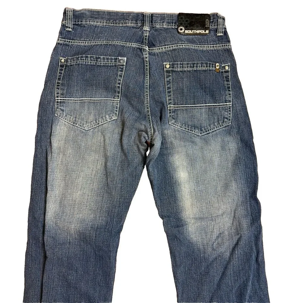 Southpole Jeans Size 36x31 Blue Dark Wash Denim 4180 Vintage Y2K Baggy